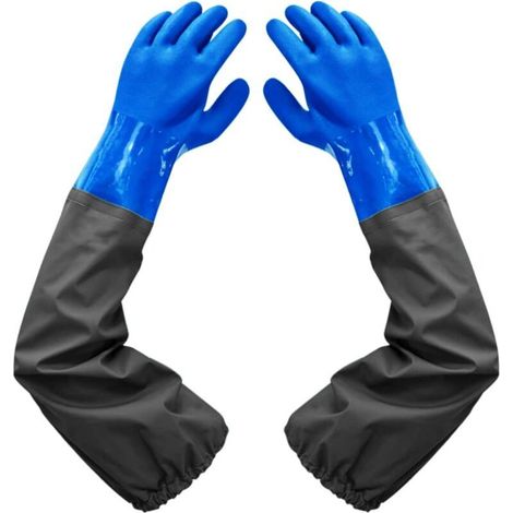 Waterproof Gloves - Extended Rubber Gloves - Pond Cleaning Gloves, 26" Flocked Lining, Elastic Cuffs, for Chemical Industry, Agriculture, Fishing, Construction (1/5)
