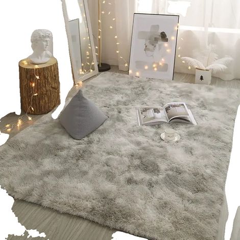 Alfombra mullida, con base antideslizante, estilo clásico, gris claro, 120x160cm (1/2)