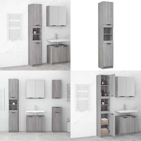 Armoire de bain Sonoma gris 32x34x188,5 cm Bois d'ingénierie - Meuble De Salle De Bain - Armoire De Salle De Bain - Rangement Salle De Bain - Commode Salle De Bain - Meubles Design - Home & Living