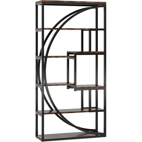 Offenes geometrisches Bücherregal mit 5 Ebenen aus Metall und Holz, 80 x 30 x 179 cm (1/5)