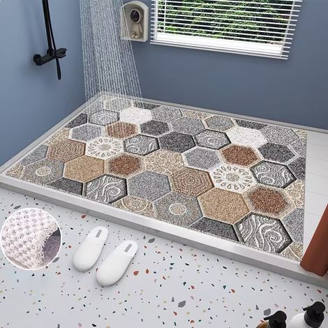 Tapis à anneaux métalliques découpables absorbant antidérapant paillasson anti salissures adapté la salle de bain et l'entrée 60 x cm 60 x (1/5)