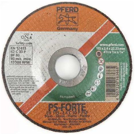 Disques à découper des matériaux Pferd. Ø 115 mm. Al 22,2 mm. Ep 2 mm (1/4)