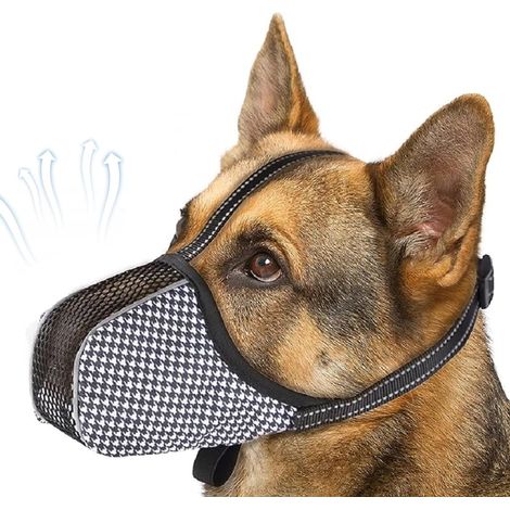 Soft Mesh Dog Muzzle for Small Dogs, Adjustable Breathable Anti-Biting Chewing Licking, Reflective Lightweight Pet Muzzle for Grooming Walking Training(M)