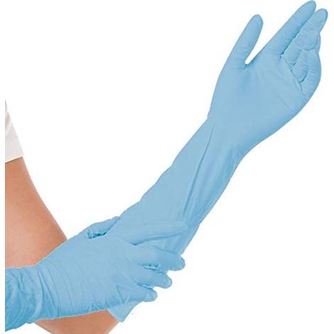 NITRILE GANTS DE EXTRA SAFE LONG, NON POUDRÉS 40 CM, BLEU, VE&8239,: 10 X 50 PIÈCES FRANZ MENSCH 270131