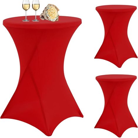 Stehtisch Hussen 80cm 3er Rot Stretch Rot &xD880cm-3er Set (1/5)