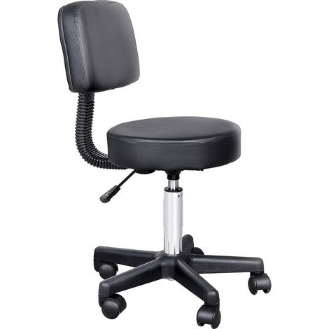 Tabouret massage a roulettes reglable en hauteur pivotant avec dossier ergonomique noir (1/5)