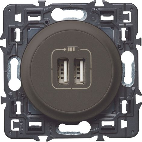 Double chargeur USB Type A 3A 15W à composer Céliane - noir - Legrand