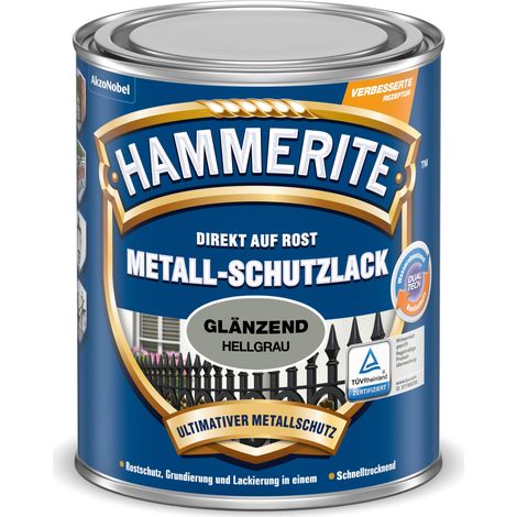 Hammerite Metallschutzlack Glänzend, 3in1- Rostschutz, Hellgrau, 750 ml (1/5)