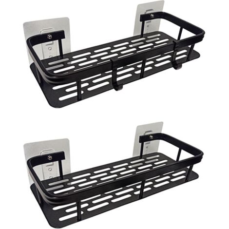 Etagere de salle de bain - leobert - noir - 30 x 13 x 5 cm - lot de 2 211770263