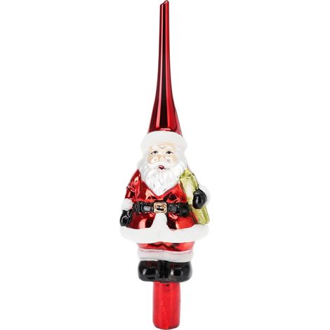 Puntale per albero di Natale in vetro decorazione natalizia h 28 cm -Pupazzo di Neve (1/3)
