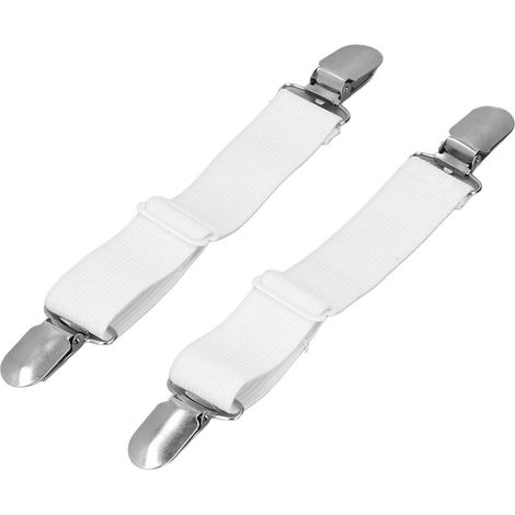 Lot de 2 draps-housses avec attaches sécurisées - accessoires de literie blancs confortables, fiables, pratiques, élastiques et remplaçables