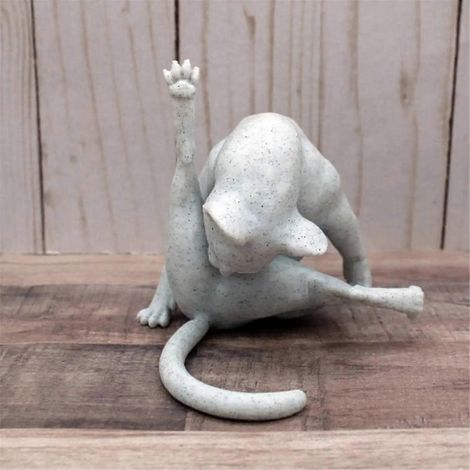 2 Stück lustige Katzenfiguren, keine Katzenskulpturen, Tierstatuen aus Kunstharz (1/5)