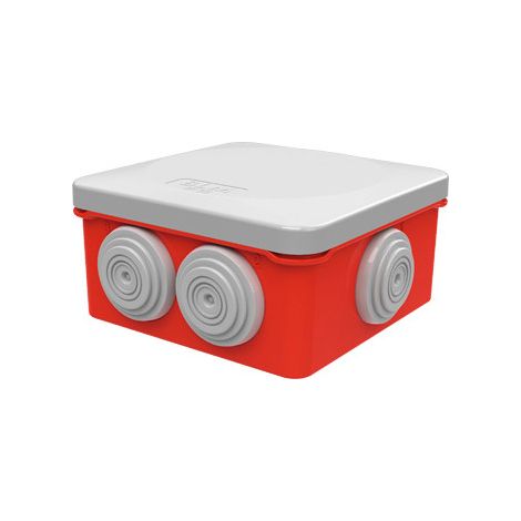 Boite dérivation étanche rouge OPTIBOX tétines IP55 100x100x55mm avec fixation (1/2)