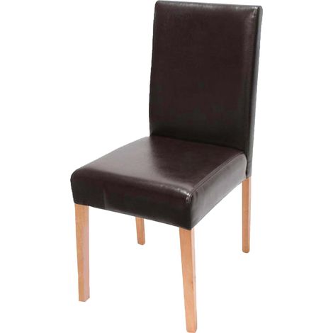 Chaise de salle à manger Littau, chaise de cuisine, cuir - marron, pieds foncés (1/5)