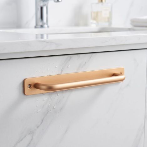 poignée en applique sans perçage pour portes coulissantes balcon vitrées bois fenêtres aluminium poignée de tirage sortie de secours entraxe 128 mm finition or mat modèle 629-128 installation simple r (1/3)