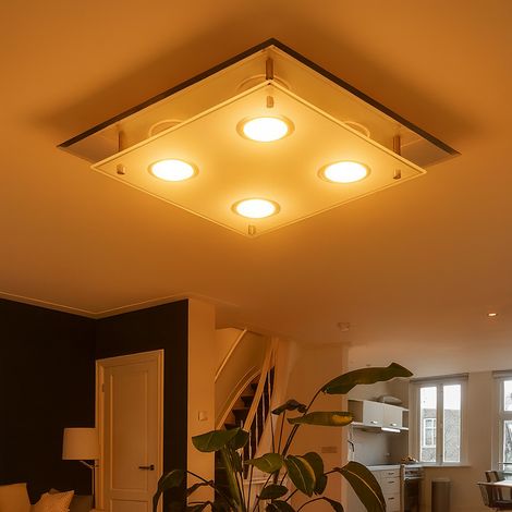 LED Deckenleuchte 12 Watt Leuchte Chrom Glas Design weiß satiniert Deckenlampe  ARENA 9740030-4