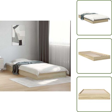 The Living Store Bettgestell ohne Matratze Sonoma-Eiche 75x190 cm Holzwerkstoff - Holzbettfassungen - Bettrahmen - Lattenrost - Doppelbett - Einzelbett