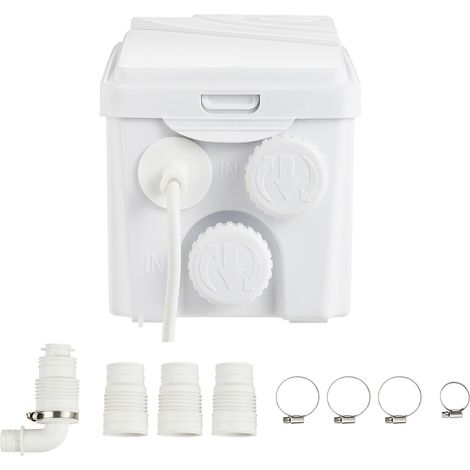 Mophorn Bomba Maceradora, 350W, Flujo 6000 L/h, Cabezal 7 m, Bomba Maceradora para Eliminación de Aguas Residuales con 3 Entradas de Agua para Inodoro, Sótano, Cocina, Fregadero, Ducha, Bañera