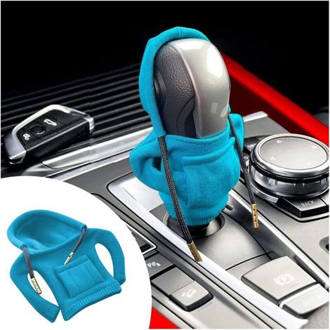 2 Pièces Sweat Pommeau de Vitesse, Accessoire pour Décoration Intérieure Voiture, Housse de Vêtements pour Levier Automatique et Manuel (Bleu) (1/5)