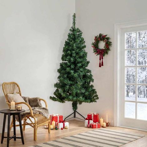 vidaXL Árbol de Navidad artificial de esquina verde 240 cm PVC (1/5)