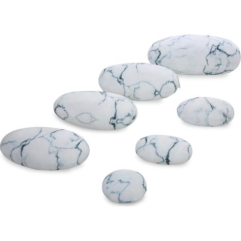 Cuscini in morbida pietra effetto marmo bianco, 7 pezzi. (1/3)
