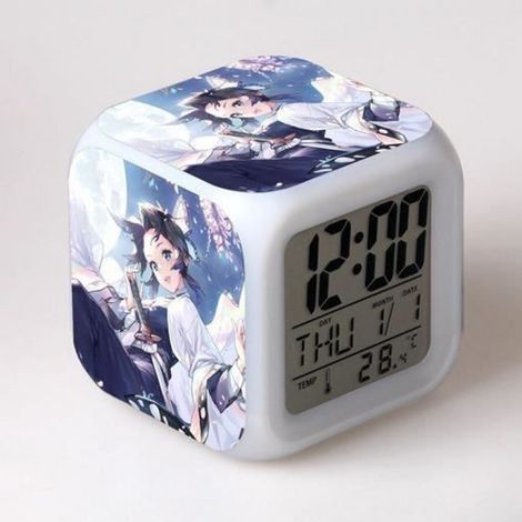 Violet - Réveil à Led en 3d pour enfants et adultes, thème Demon Slayer, horloge lumineuse, cadeau idéal, liv (1/4)