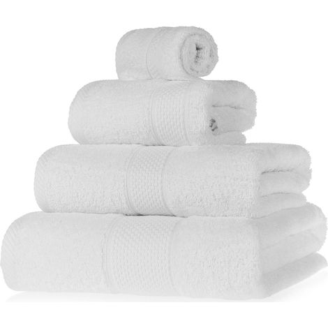HOMESCAPES Serviette 100% Coton - Blanc - Lot 4 serviettes