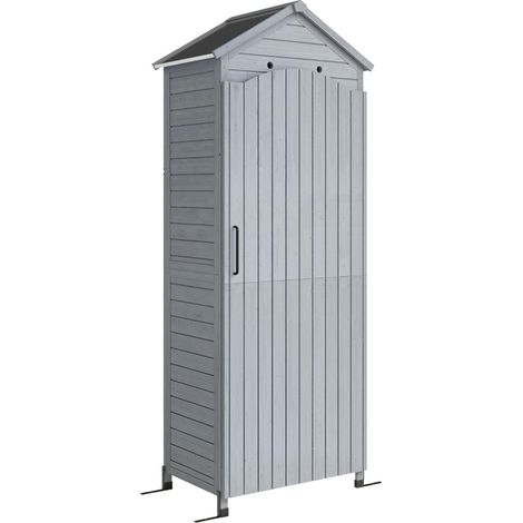 Armoire de jardin en bois avec toit en métal galvanisé, étagères réglables et porte magnétique (1/5)