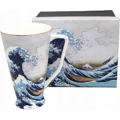 Tazza in porcellana con motivo della Grande Onda di Hokusai, capacità 500 ml. (1/5)