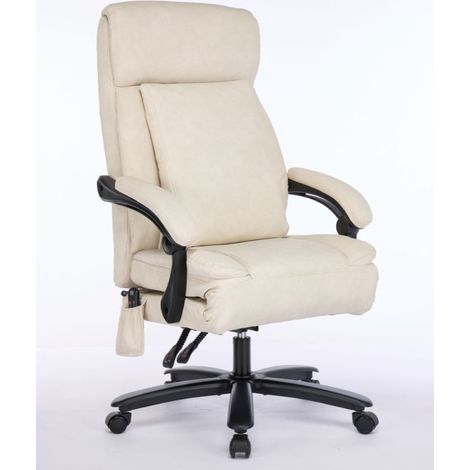 Fauteuil de bureau beige avec fonction massage et télécommande, dimensions 106 × 36 × 59 cm (1/2)