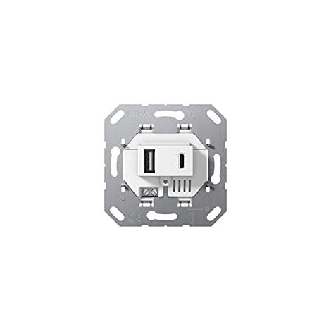 GIRA 234900 EINSATZ USB-SPANNUNGSVERSORGUNG 2FACH TYP A/TYP C, SYSTEM 55, WEIß
