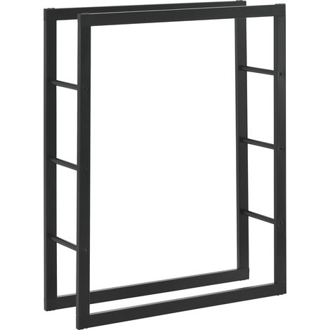 Portalegna per uso interno/esterno portalegna di design supporto per legna da ardere acciaio 80 x 25 x 100 cm nero 030006302