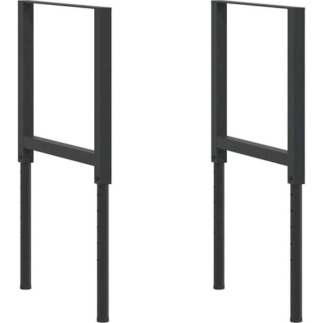 Cadres d'établi réglables 2 pcs Métal 55x(69-95,5) cm Noir