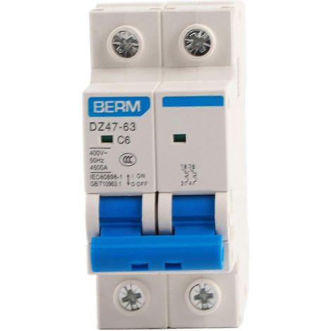 DZ47-63 2-poliger Mini-Leistungsschalter, Trennschalter, 400 V AC (6 A)