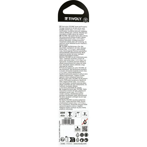Tivoly • Punta per vetro - Inserto in metallo duro HQ - Gambo cilindrico rinforzato Ø8mm x120mm