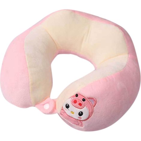 Oreiller cervical en forme de U, Portable, tête mignonne, pour bureau, sieste, voyage, voiture, sommeil, Double broderie cochon (1/5)