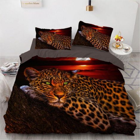 Bettwäsche-Set Leopardenmuster 200x200 cm mit 2 Kissenbezügen 80x80 cm Mikrofaser