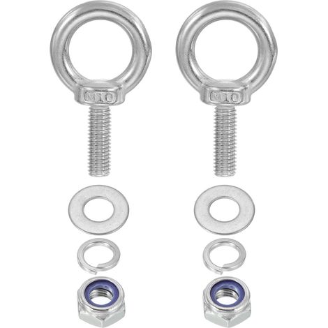 2 Pièces M10 x 30mm Boulon À Œil Avec Écrou Boulon À Œil Argent (1/5)