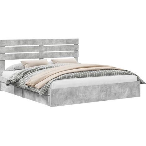 Cama con almacenamiento con cabecera Gris Concreto 180 x 200 cm vidaXL