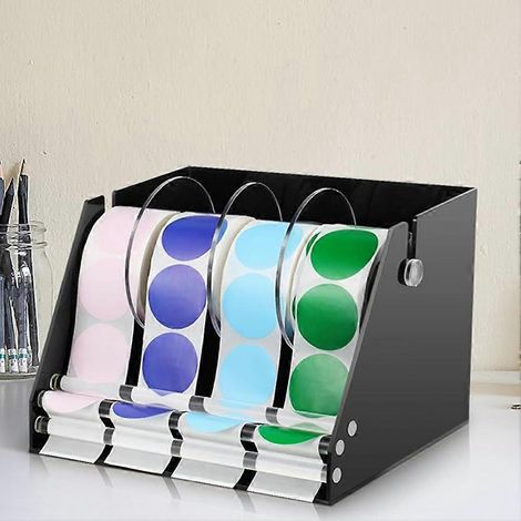 Distributeur de quatre rouleaux d'autocollants - Porte-étiquettes réglable, adapté aux loisirs créatifs, à l'organisation et à l'emballage de vente au détail. (1/4)