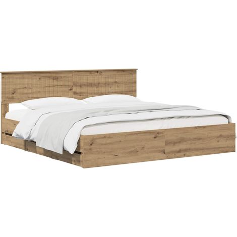 Bed Frame with Storage and Headboard Artisan Oak 180 x 200 cm vidaXL (1/5)