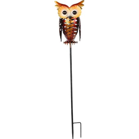 Tomshine Solarbetriebene Eulenlaterne, Erdspießlampe, Metall-Eule, dekorative LED-Gartenleuchte