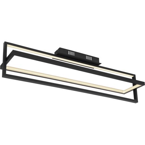 Plafonnier semi-encastré à LED intégré, noir mat, LED à intensité variable 2 700-6 500 K, télécommande et minuterie