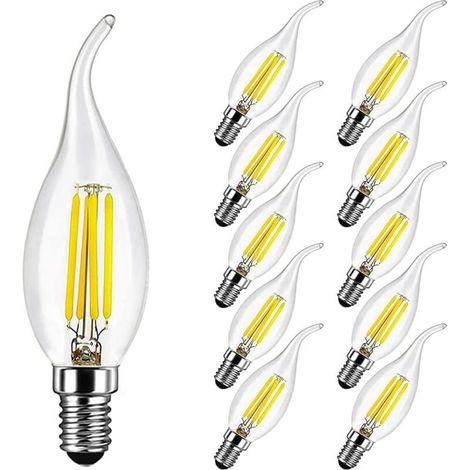 Ampoule Flamme LED E14 4W Equivalent 40W 400LM, Blanc Froid 6500K, E14 LED Bougie pour Lustres, Lustres en Cristal, Lot de 10 (1/5)
