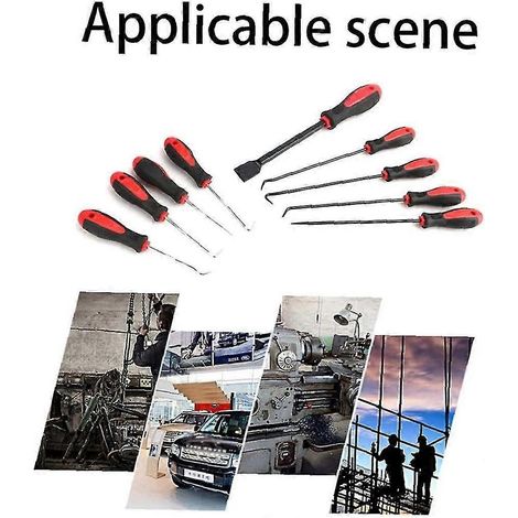 Kit d'extraction de joints d'huile pour voiture, comprenant un extracteur de joints toriques, un crochet de précision et un grattoir. Outils manuels, noir et rouge, 9 pièces. (1/5)