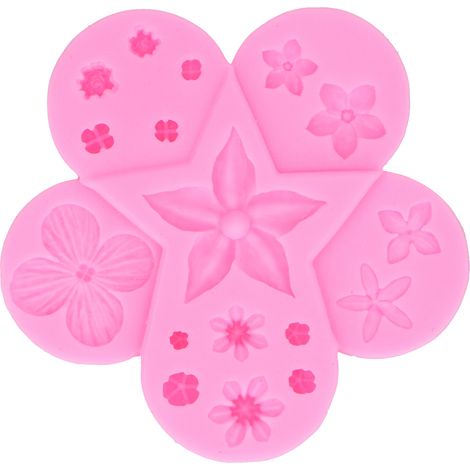 Schokoladenform aus Silikon in Blumen- und Blattform, DIY-Gebäckwerkzeug für Fondant und Kuchen, rosa, wiederverwendbare Küchenform. (1/5)