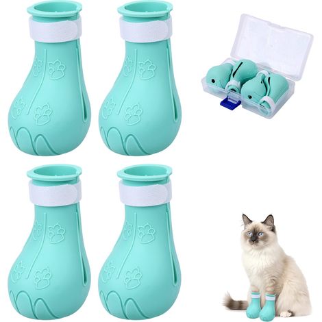 4 Pack Cat Paw Protector Silicone Anti-Scratch Cover for Bathing Shaving and Examination (1/5)