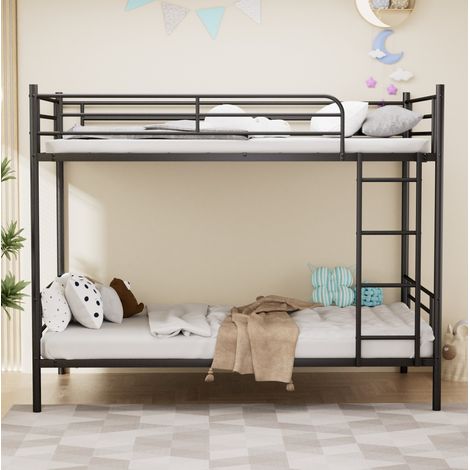 Etagenbett 90x190 cm in Schwarz aus Metall mit Leiter und Absturzschutz (1/5)