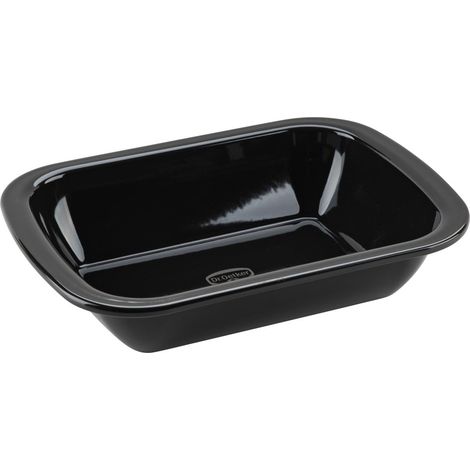 Dr. Oetker Back-Idee - Teglia per dessert e casseruola smaltata di alta qualità, 28,5 x 21 x 6,5 cm, resistente al calore fino a 400°C, adatta a induzione, colore: nero (1/4)