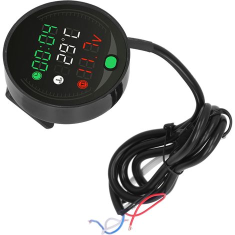 Voltímetro digital USB recargable para motocicletas, 9-24V, con termómetro y reloj LED universal.
